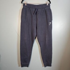 Gymshark Men's Crest Joggers Sweatpants Medium Navy Blue Logo Athletic Comfort